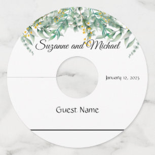 Wedding Eucalyptus  Watercolor Wine  Glass Tag