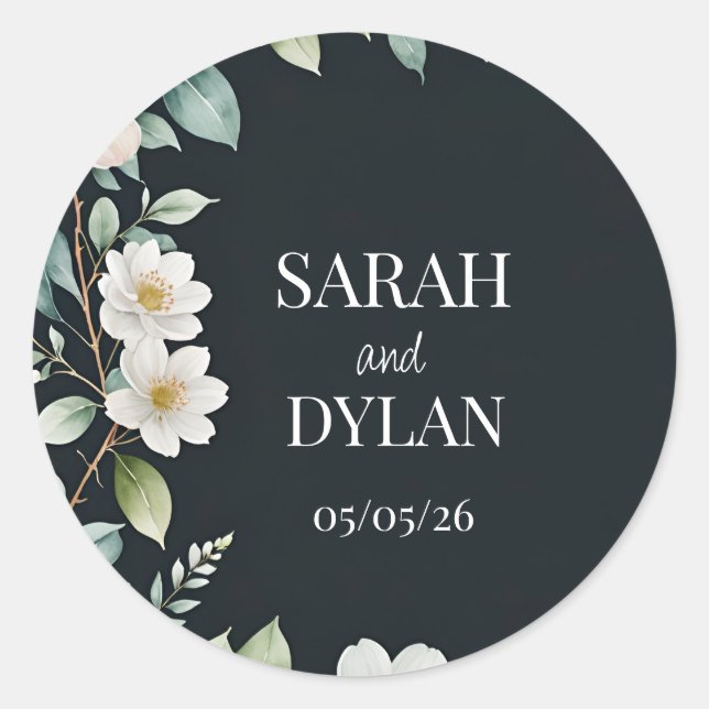 WEDDING EUCALYPTUS WREATH FAVOR Sticker (Front)