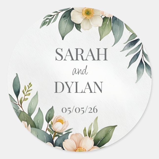 WEDDING EUCALYPTUS WREATH FAVOR Sticker (Front)