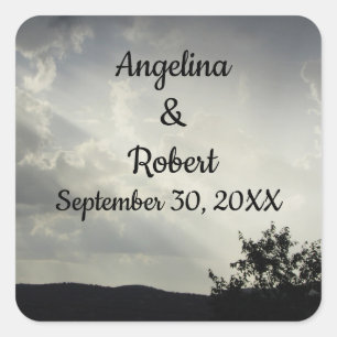 Wedding Evening Sky Black White Envelope Seal