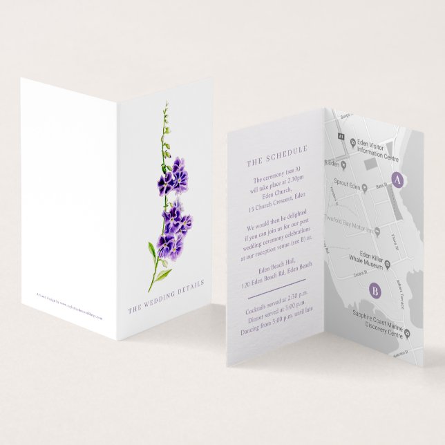 Wedding event details purple flower schedule map (Inside and Outside)