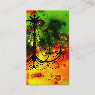 Wedding Event Planner Business Card Chandelier Red