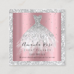 Wedding Event Planner Pink Confetti Silver Grey Appointment Card