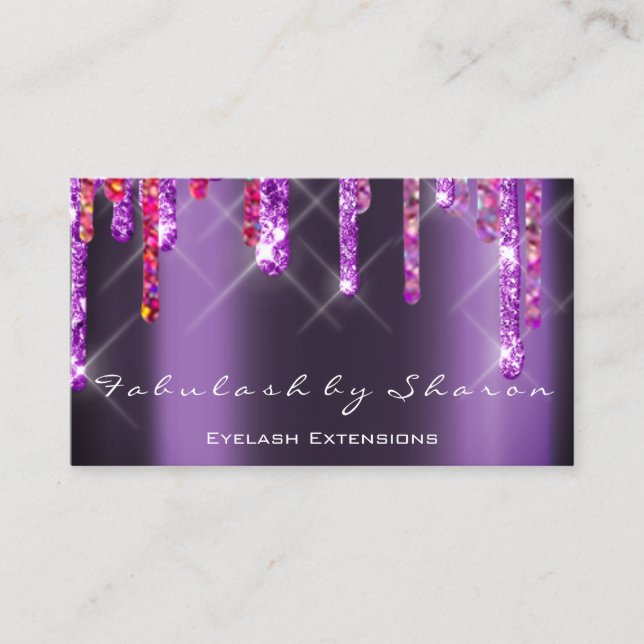 Wedding Event Planner Violet Drips Spark Business Card (Front)