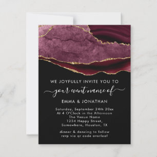 Wedding Event QR Code Black Burgundy Marsala Gold