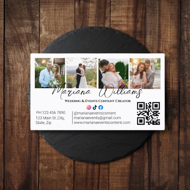 Wedding&Events Content Creator photos qr code chic Business Card (Creator Uploaded)