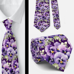 Wedding & Events Formal Purple Pansy Neck Tie