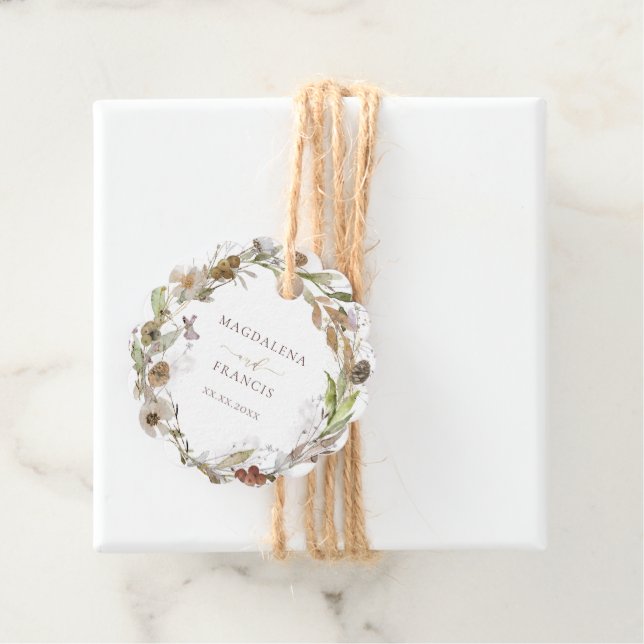 wedding fall wreath favour tags (In Situ)