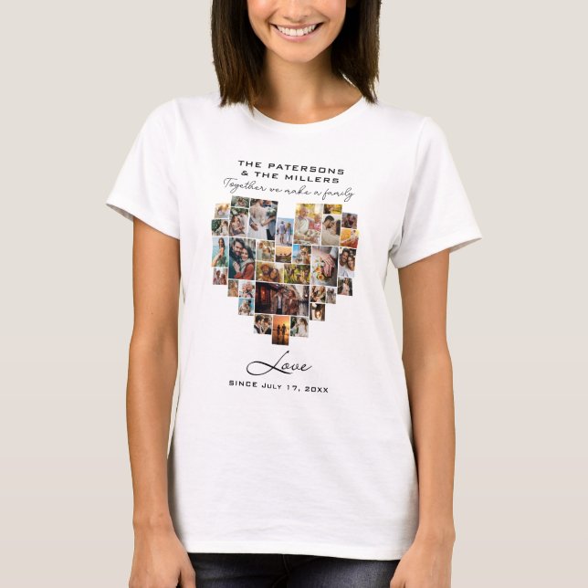 Wedding Family Anniversary Heart Photo Collage T-Shirt (Front)