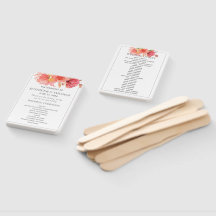 Wedding Fan Program Red & Orange Flower