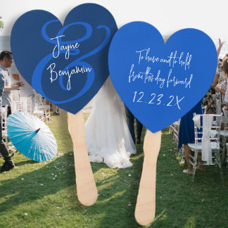 Wedding Fans Have and Hold Saying Navy Blue