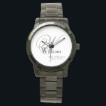 Wedding Father Of Groom Gift Monogram Name Classic<br><div class="desc">Wedding Father Of The Groom Gift Monogram With Personalised Name Classic Sporty Black Keepsake Watch. Click personalise this template to customise it with the Monogram initial, the name, and the marriage date quickly and easily. Wedding Father Of Groom Gift Monogram Name Classic Watch, is part of the Parent Gifts Collection,...</div>