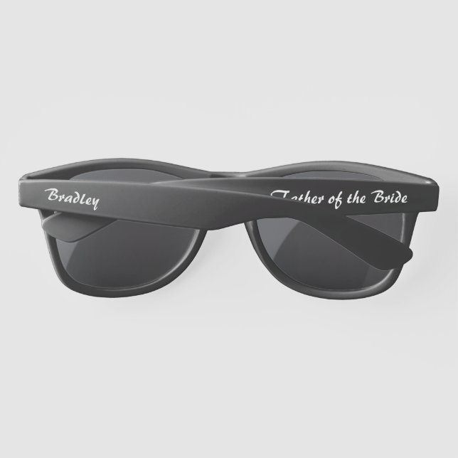 Wedding Father Of The Bride Modern Personalised Sunglasses (Back)