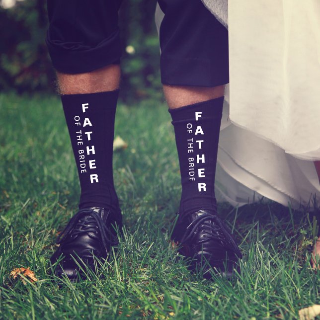 Wedding Father Of The Bride Personalised Black Socks (Creator Uploaded)