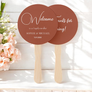 Wedding Favor Brown White Terracotta Fans