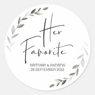 Wedding Favor Her Favorite Treat Box Cute Classic Round Sticker