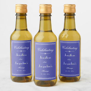Wedding Favor Script Beautiful Blue Mini Wedding  Wine Label