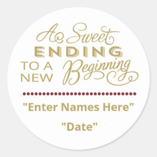 WEDDING FAVOR STICKER   Sweet Ending New Beginning