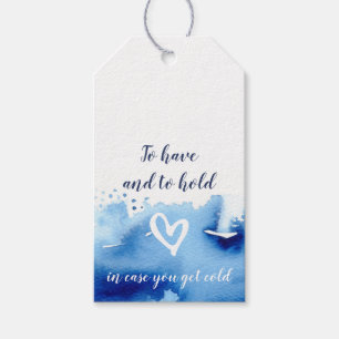 WEDDING FAVOR stylish navy blue watercolor Gift Tags