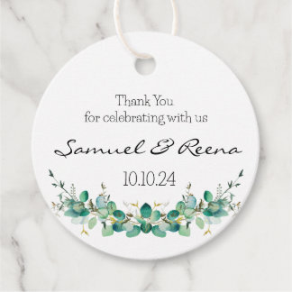 Wedding favor tags, Round gift tags, floral tags