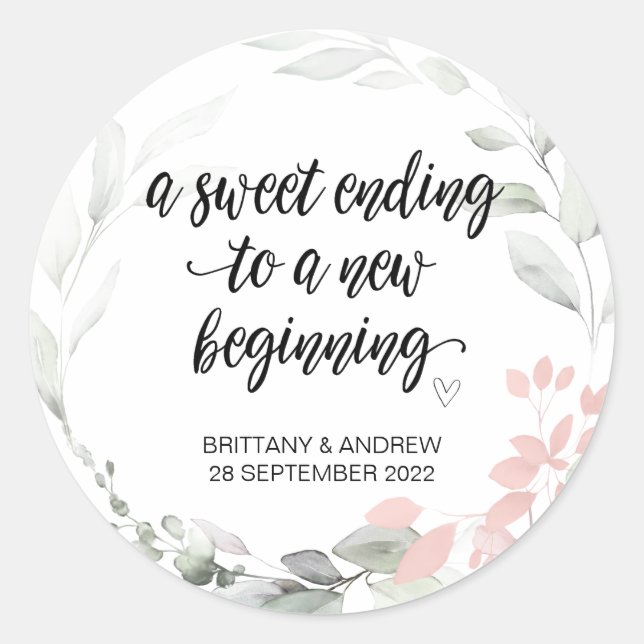 Wedding Favor Treat Bag Jam Jar Sweet Beginning Cl Classic Round Sticker (Front)