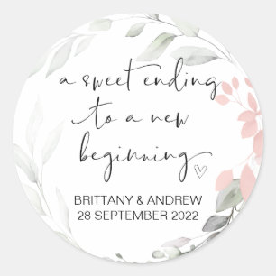 Wedding Favor Treat Bag Jam Jar Sweet Beginning Classic Round Sticker
