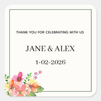 WEDDING FAVORS, PERSONALISED WEDDING FAVORS SQUARE STICKER
