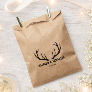 Wedding Favour Bag Rustic Deer Antler