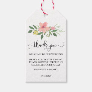 Wedding favour bag tag Welcome & thank you