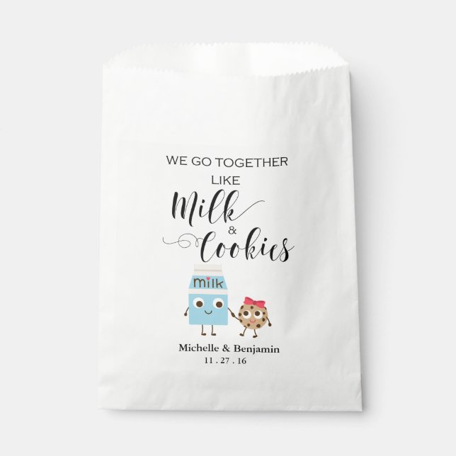 Wedding Favour Bag - We Go Together Cookies & Milk (Front)