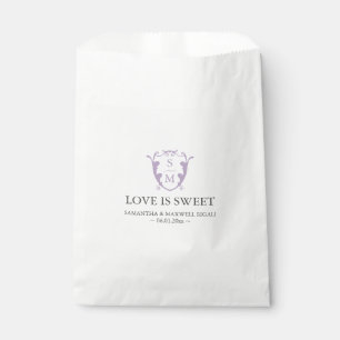 Wedding Favour Bags Simple Monogram Purple