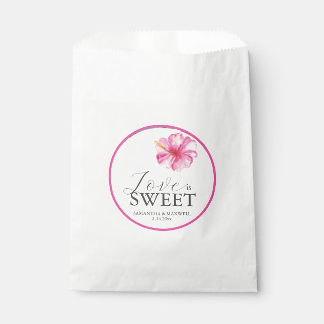 Wedding Favour Bags Tropical Pink Flower (Front)