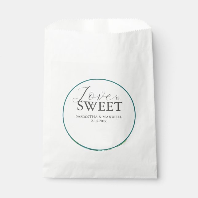 Wedding Favour Bags Wild Tropical Palm Love Sweet (Front)