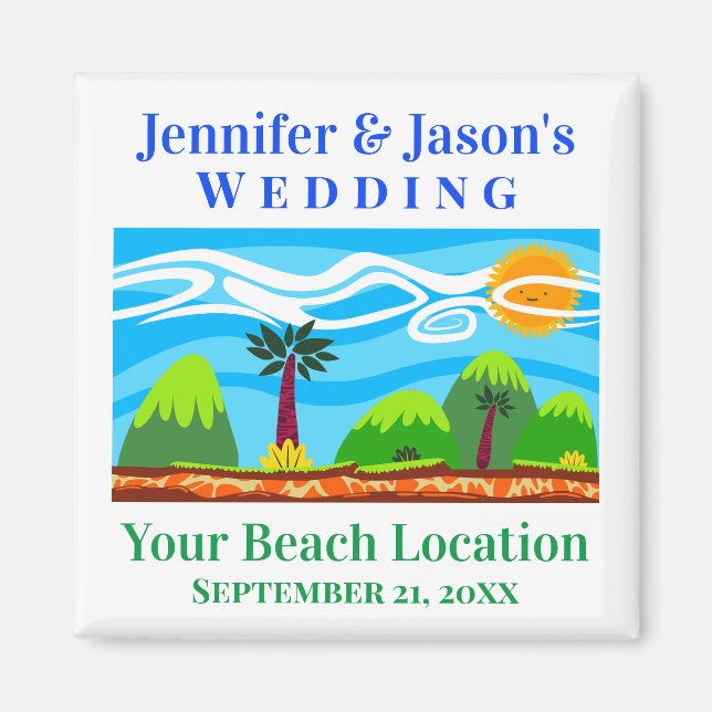 Wedding Favour Beach Tropical Destination Magnet (Front)
