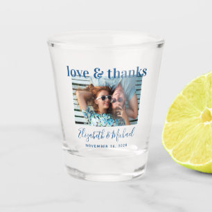 Wedding Favour Blue Love Thanks Photo Custom Shot Glass