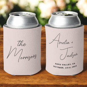 Wedding Favour Blush Pink Modern Minimalist Names Can Cooler
