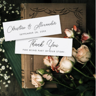 wedding favour bookmark simple elegant modern mini business card
