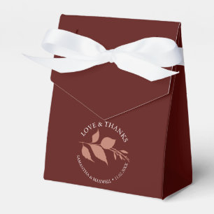 Wedding Favour Box Classy Burgundy Leaves