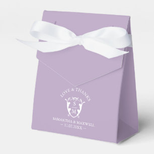 Wedding Favour Box Classy Monogram Crest Lilac