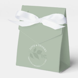 Wedding Favour Box Classy Sage Green Leaves
