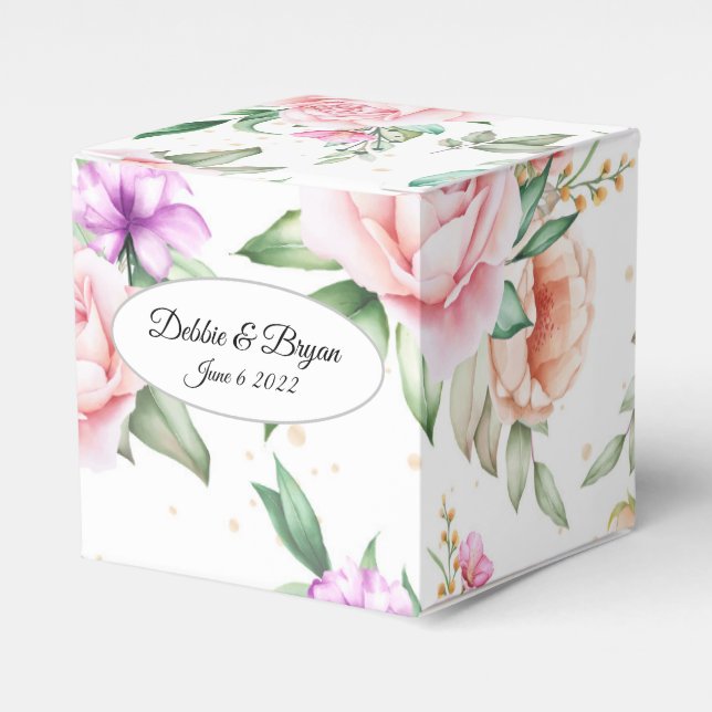 Wedding Favour Box-Floral Print Favour Box (Front Side)