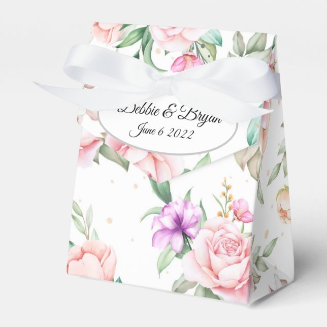 Wedding Favour Box-Floral Print Favour Box (Front Side)