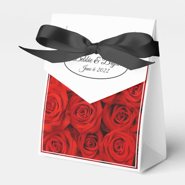 Wedding Favour Box Red Roses (Front Side)