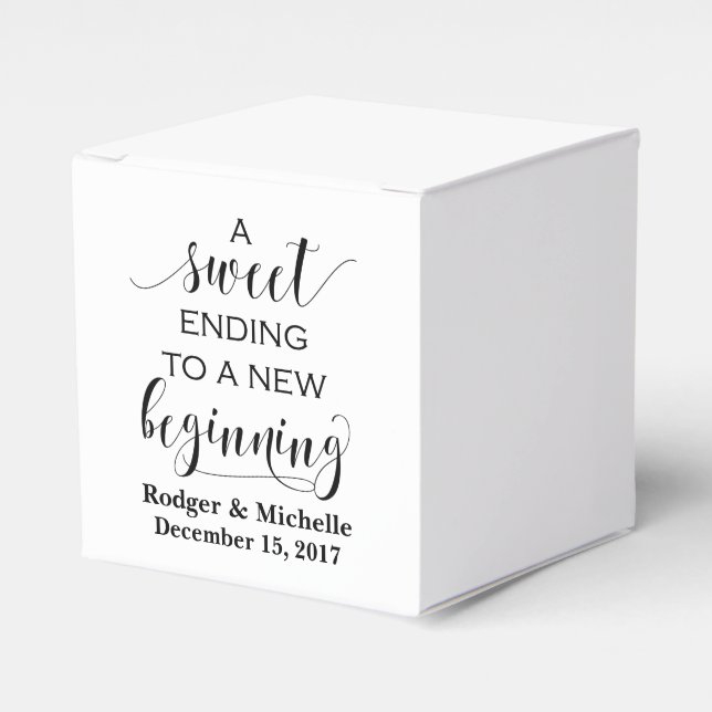 Wedding Favour Box - Sweet Ending to New Beginning (Front Side)