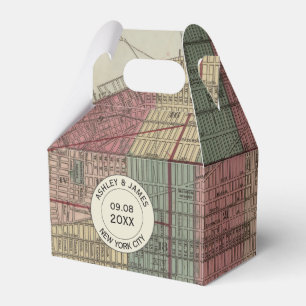Wedding Favour Box with Vintage New York City Map