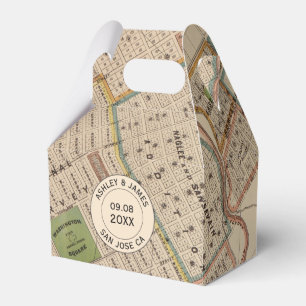 Wedding Favour Box with Vintage San Jose CA Map