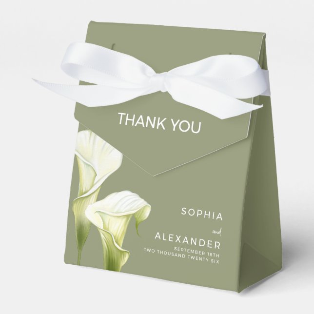 Wedding Favour Boxes "Delicate calla lilies". (Front Side)