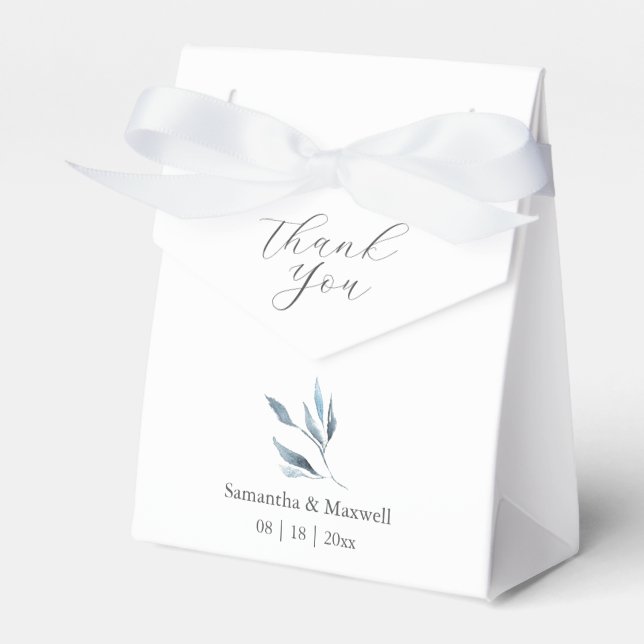 Wedding Favour Boxes Dusty Blue Botanicals (Front Side)