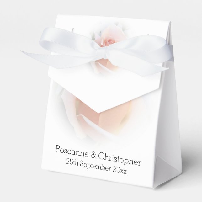 Wedding Favour Boxes Peach Pink Rosebud (Front Side)