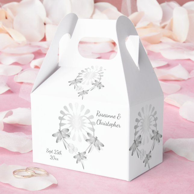 Wedding Favour Boxes Silver Dragonflies Heart (Wedding)
